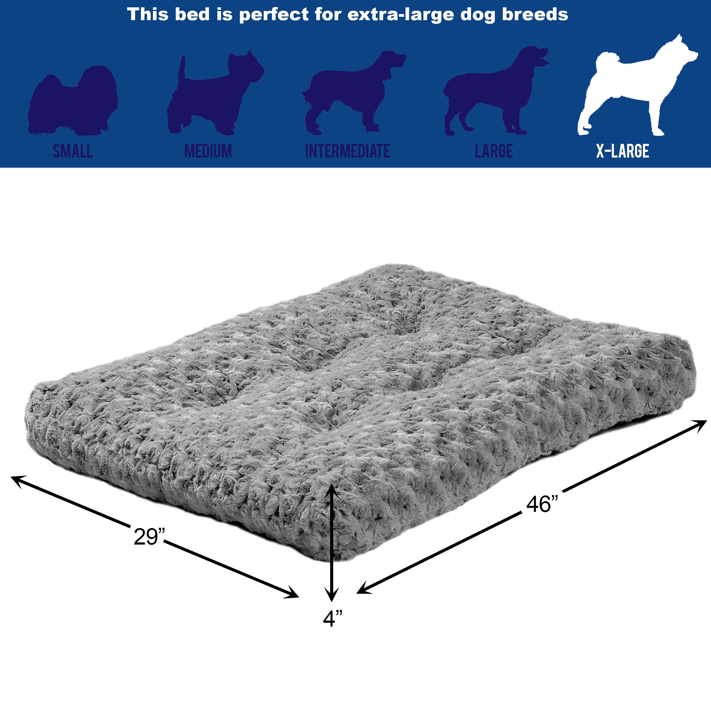 QuietTime Dog Bed and Crate Mat， Deluxe Ombre Swirl， Fits 48