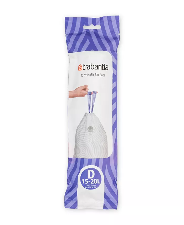 Brabantia Perfectfit Trash Bags， Code D， 4-5.3 Gallon， 15-20 Liter， 120 Trash Bags