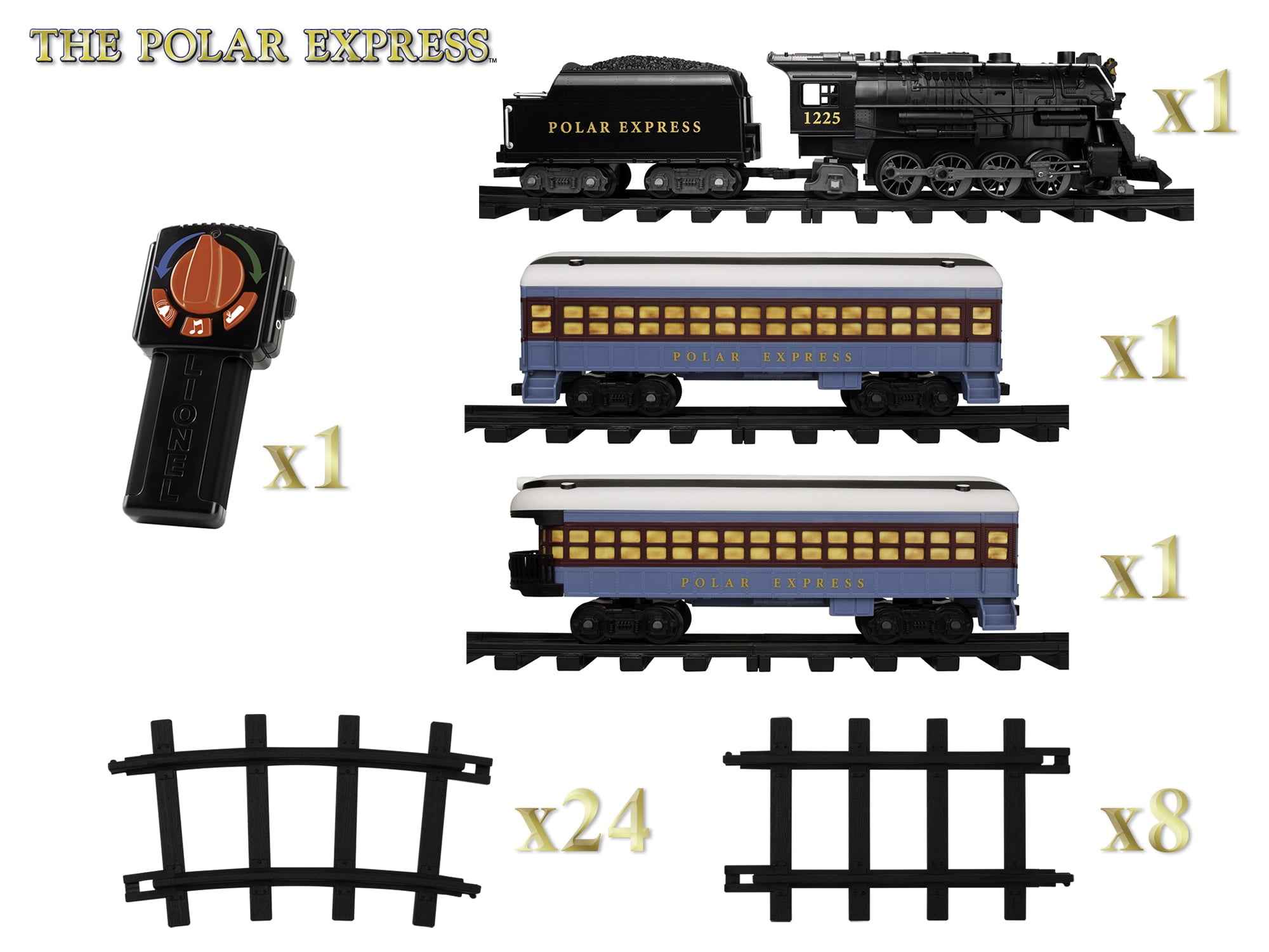 Lionel All Occasion Large Scale The Polar Express with Remote Battery Powered Model Train Set， 37 Pieces