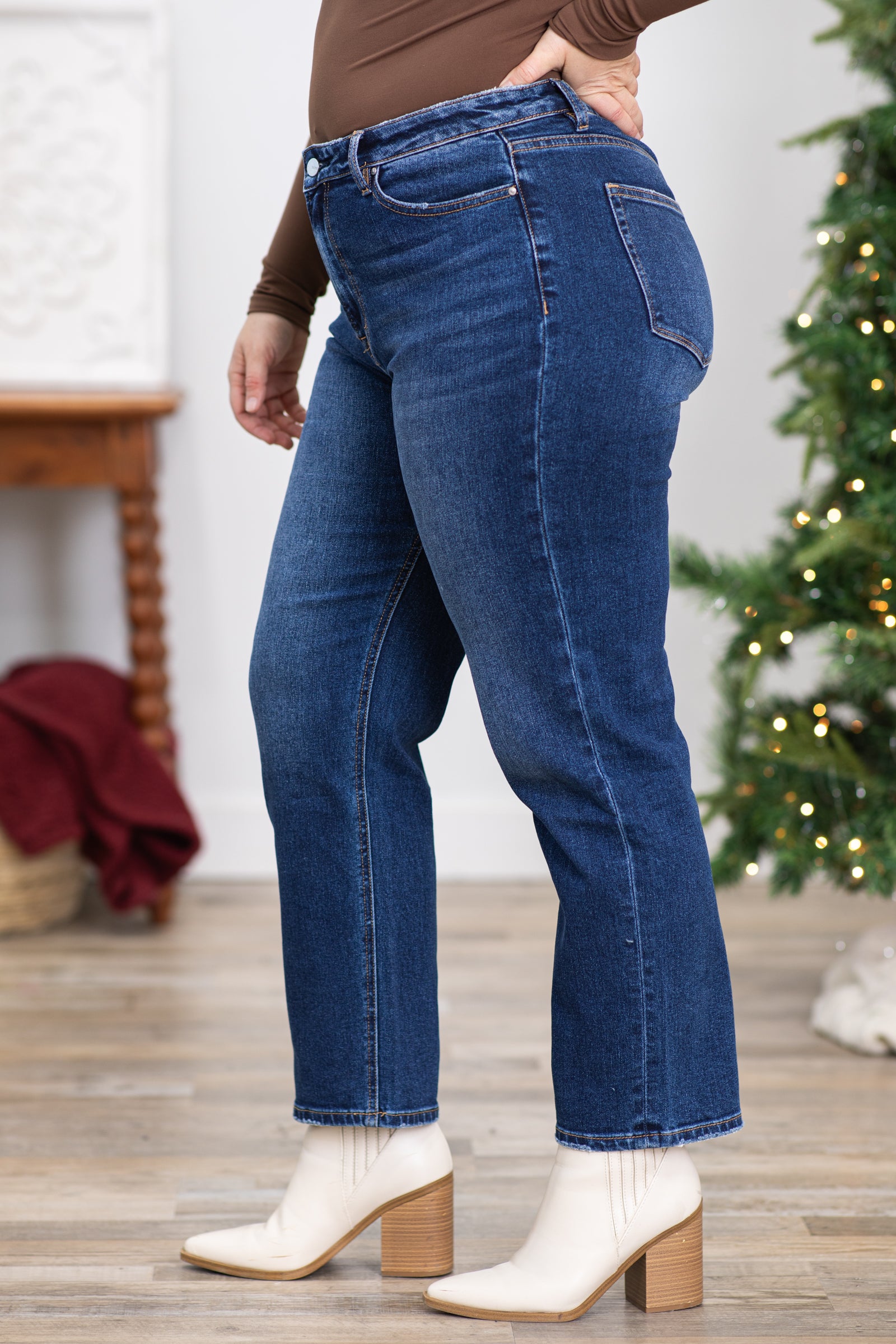 Mica High Wedge Straight Leg Jeans