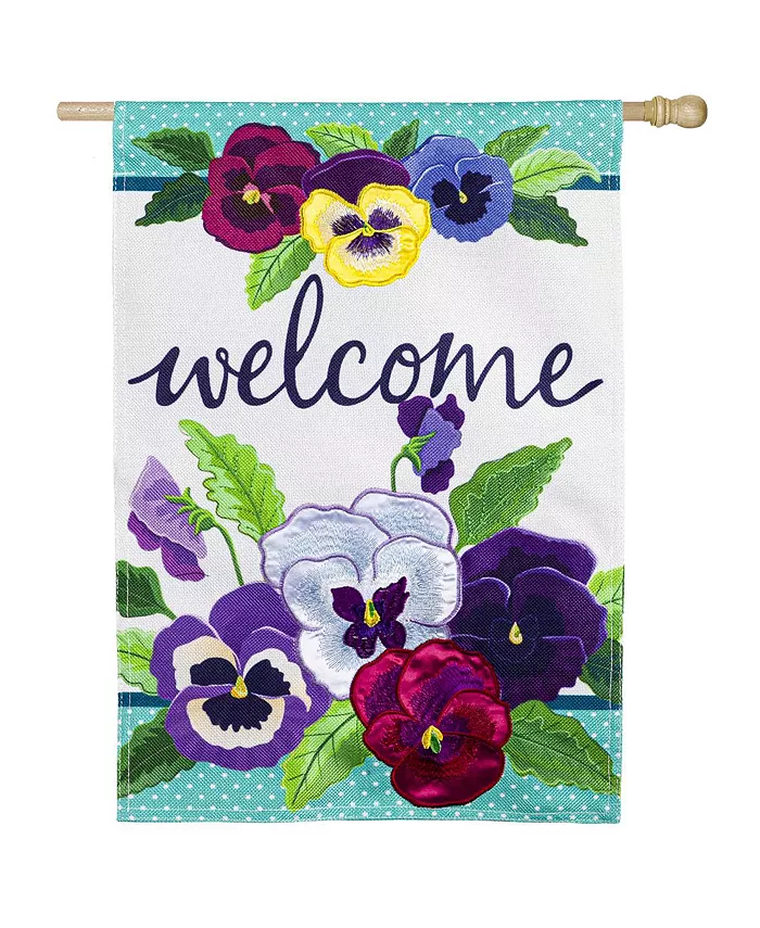 Evergreen Pansy Garden Burlap House Flag 28 x 44 Inches Outdoor Decor for Homes and Gardens