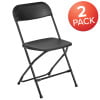Flash Furniture Hercules™ Series Plastic Folding Chair - Black - 2 Pack 650LB Weight Capacity Comfortable Event Chair-Lightweight Folding Chair