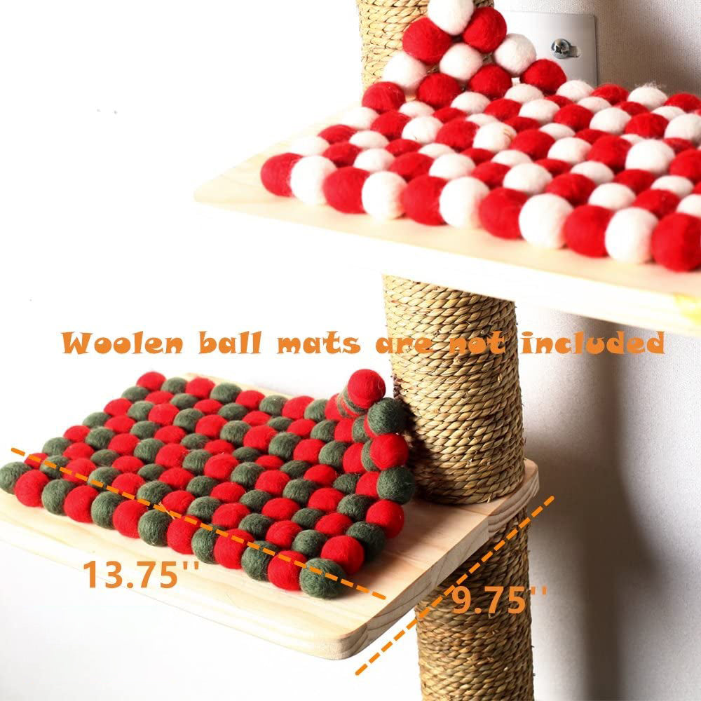Wall Mounted Cat Scratching Post Multi Level Cat Shelves with Solid Wood Steps and Sunny Seat Hammock
