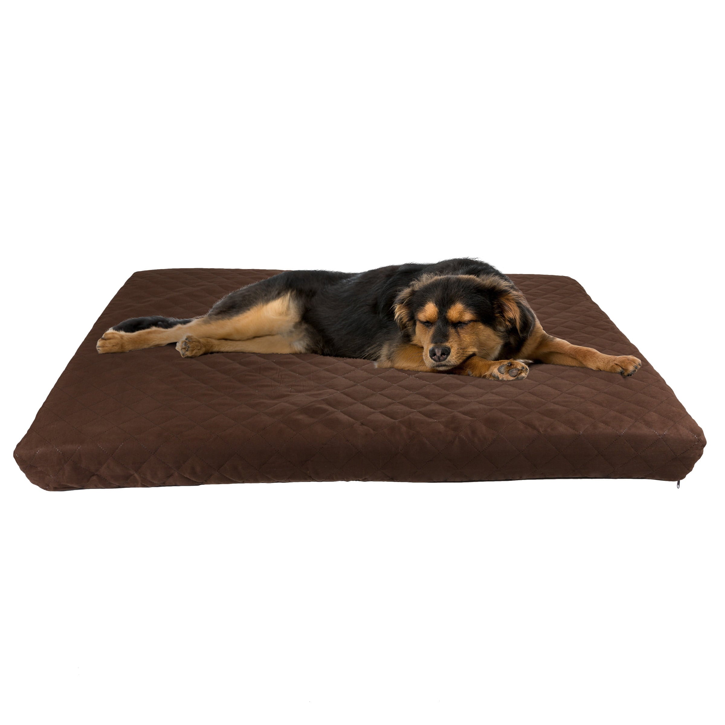 Waterproof Dog Bed – 2-Layer Memory Foam Dog Bed with Removable Machine Washable Cover – 44x35 Dog Bed for Large Dogs up to 110lbs by PETMAKER (Brown)