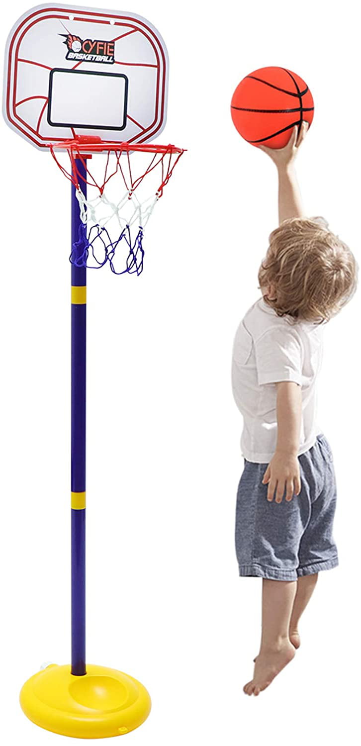 Cyfie Kids Basketball Hoop for Toddles Adjustable Height 2.26ft - 3.48ft Portable Basketball Stand for Children Indoor Outdoor Backyard， Best Birthday Gift for Little Boys Girls