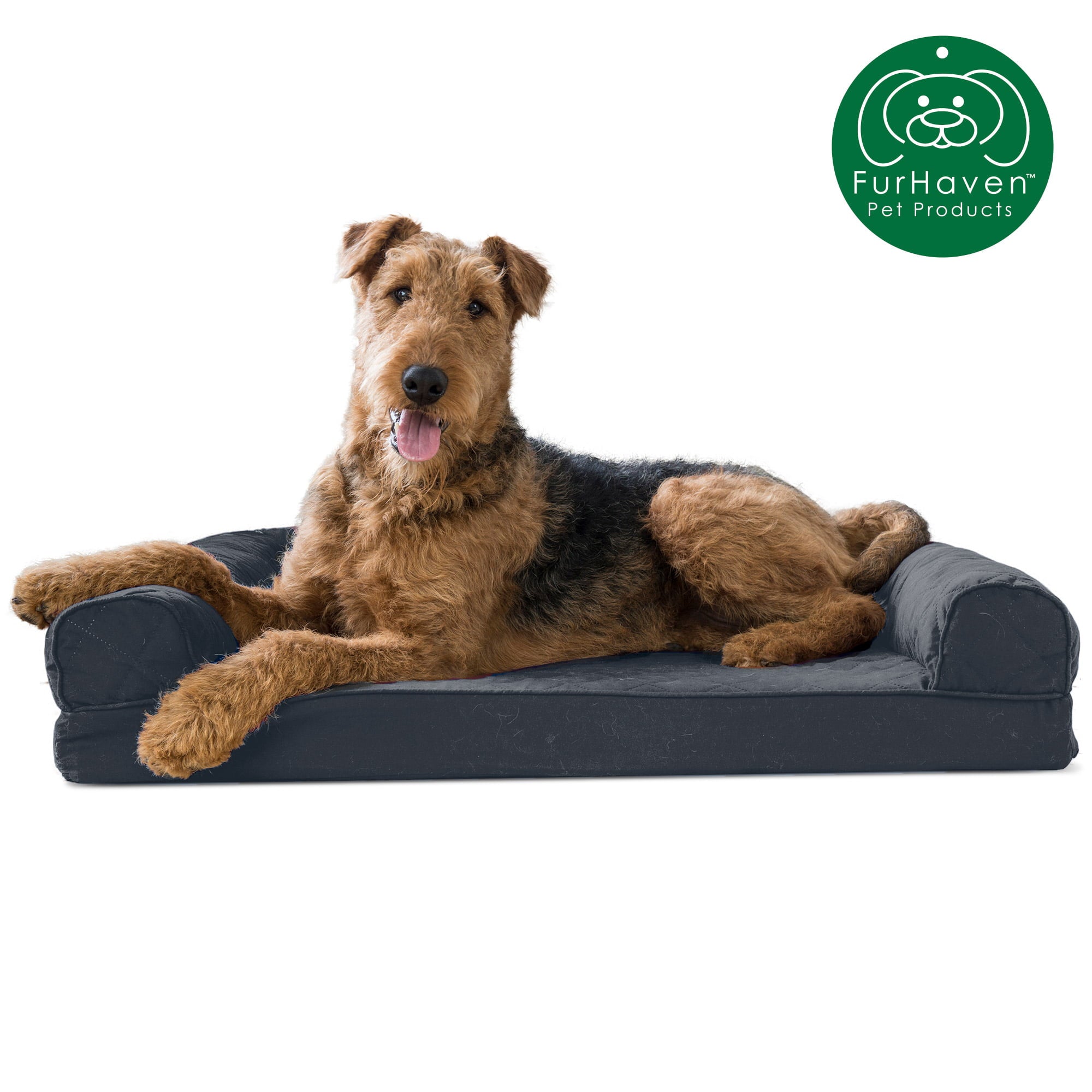 FurHaven Pet Products | Memory Foam Quilted Sofa Pet Bed for Dogs and Cats - Iron Gray， Large
