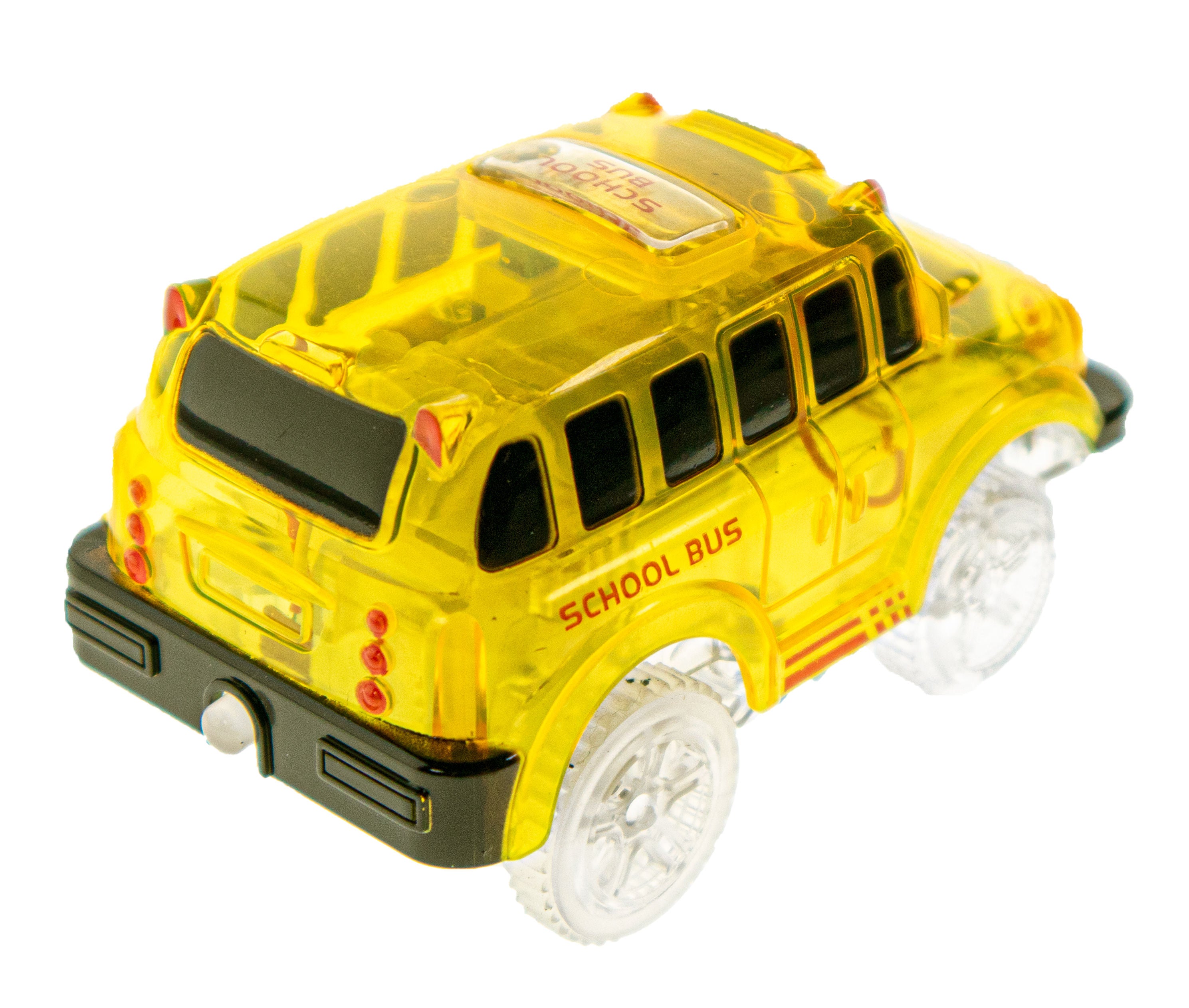 2 Magical Twister Flexible Glow In the Dark Race Car Track Emergency Vehicles -UK English School Bus and Police Truck