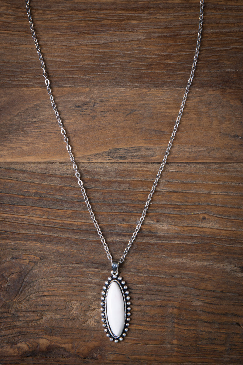 Silver and White Thin Chain Necklace