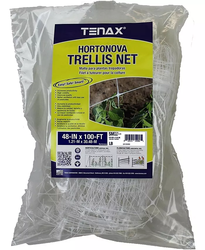 Tenax Hortonova Plastic Plant Trellis Net， White 4' x 100'