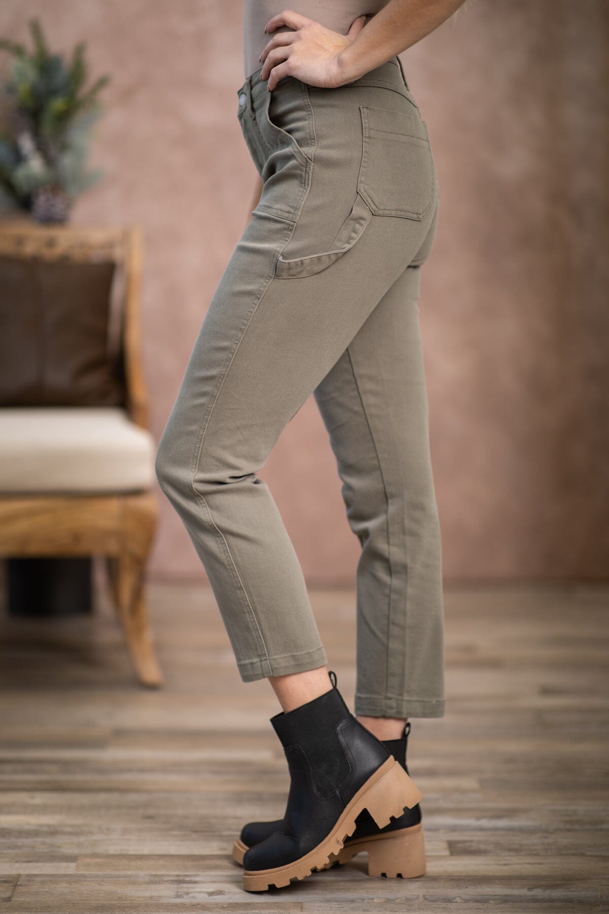 Judy Blue Olive Carpenter Pants