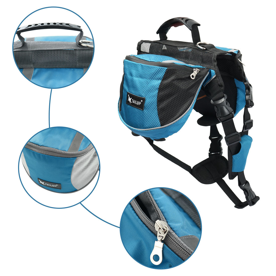 Unique Bargains Dog Pet Backpack Carrier Saddle Bag Outdoor Blue L