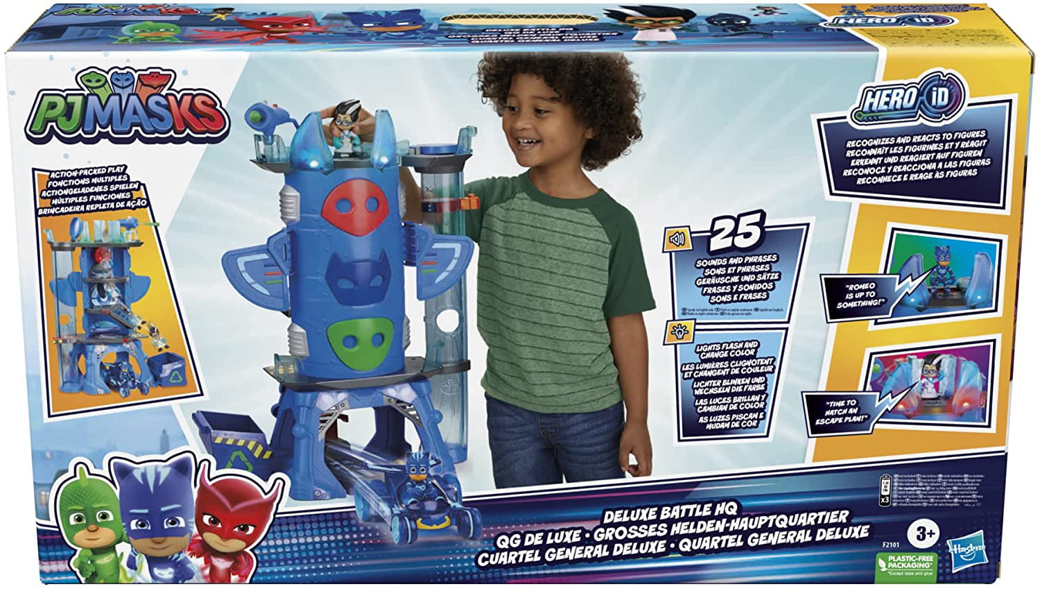 PJ Masks Deluxe Battle HQ Preschool Toy  Headquarters Playset with 2 Action Figures  Cat-Car Vehicle  and More for Kids Ages 3 and Up