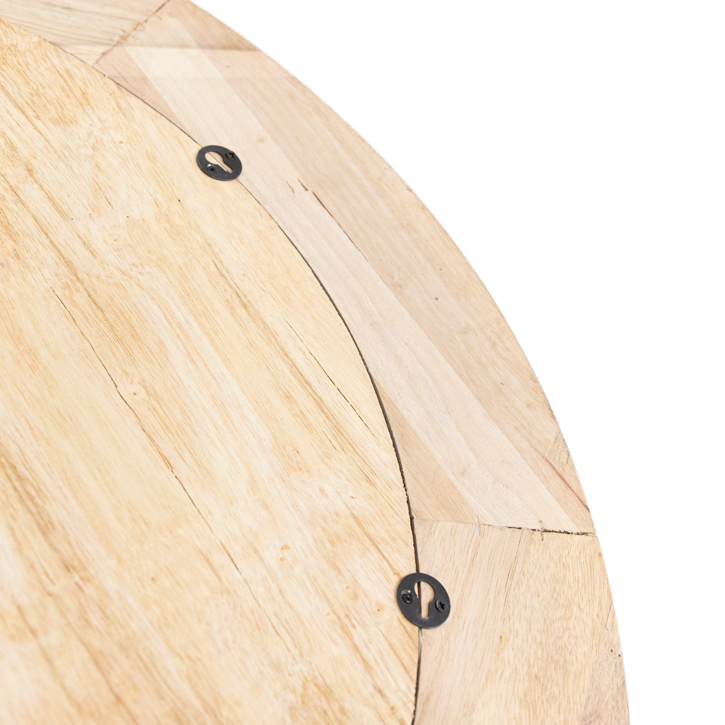 Cosby Camak Boho Wood Round Mirror, Weathered White and Red