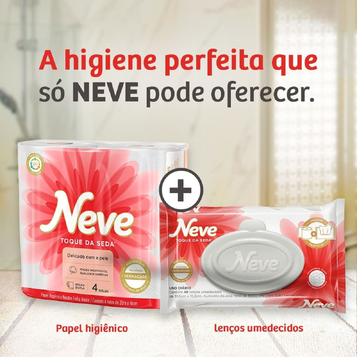 Papel Higienico Neve Toque de Seda Leve 24 Pague 21 - 24 Rolos