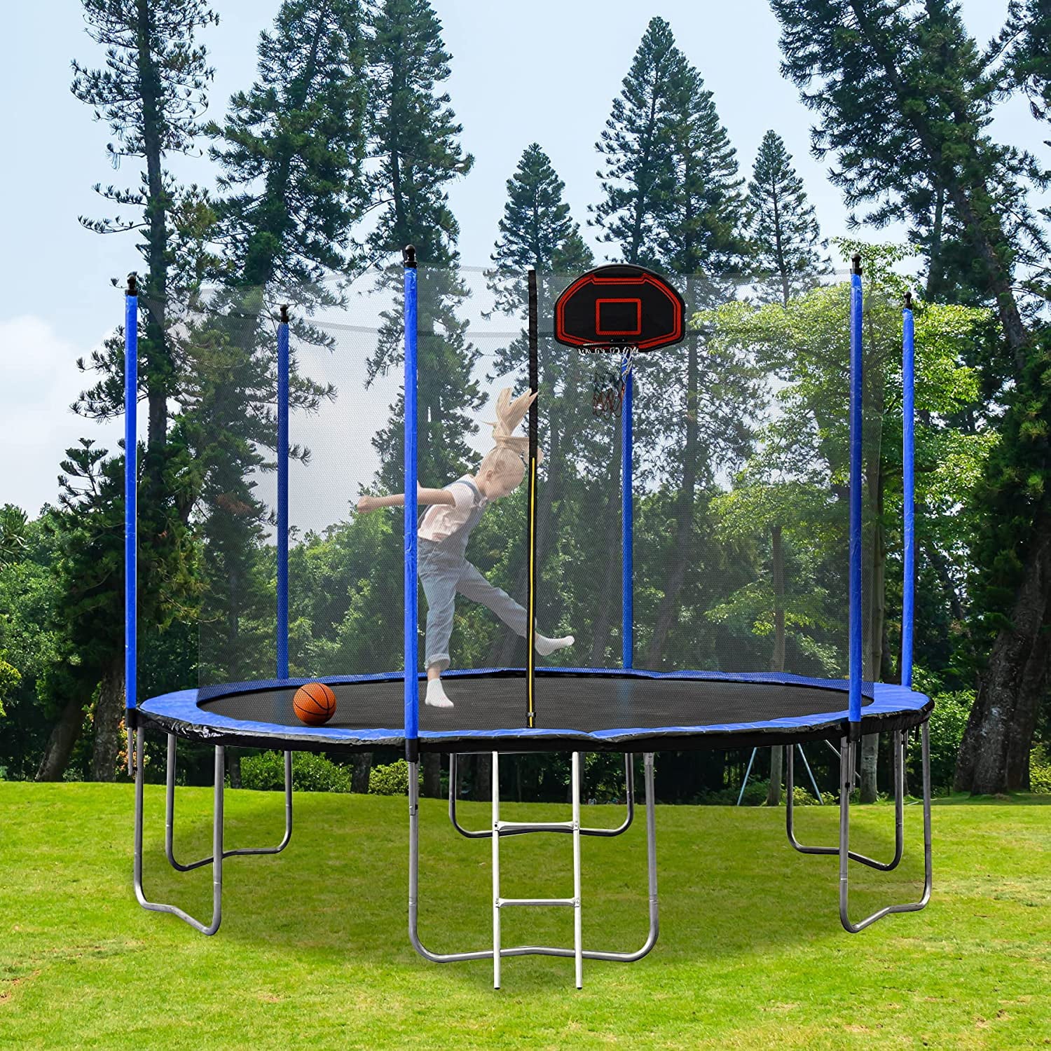 REDCAMP 12ft 14ft Trampoline with Basketball Hoop， Enclosure and Ladder， ASTM Approved