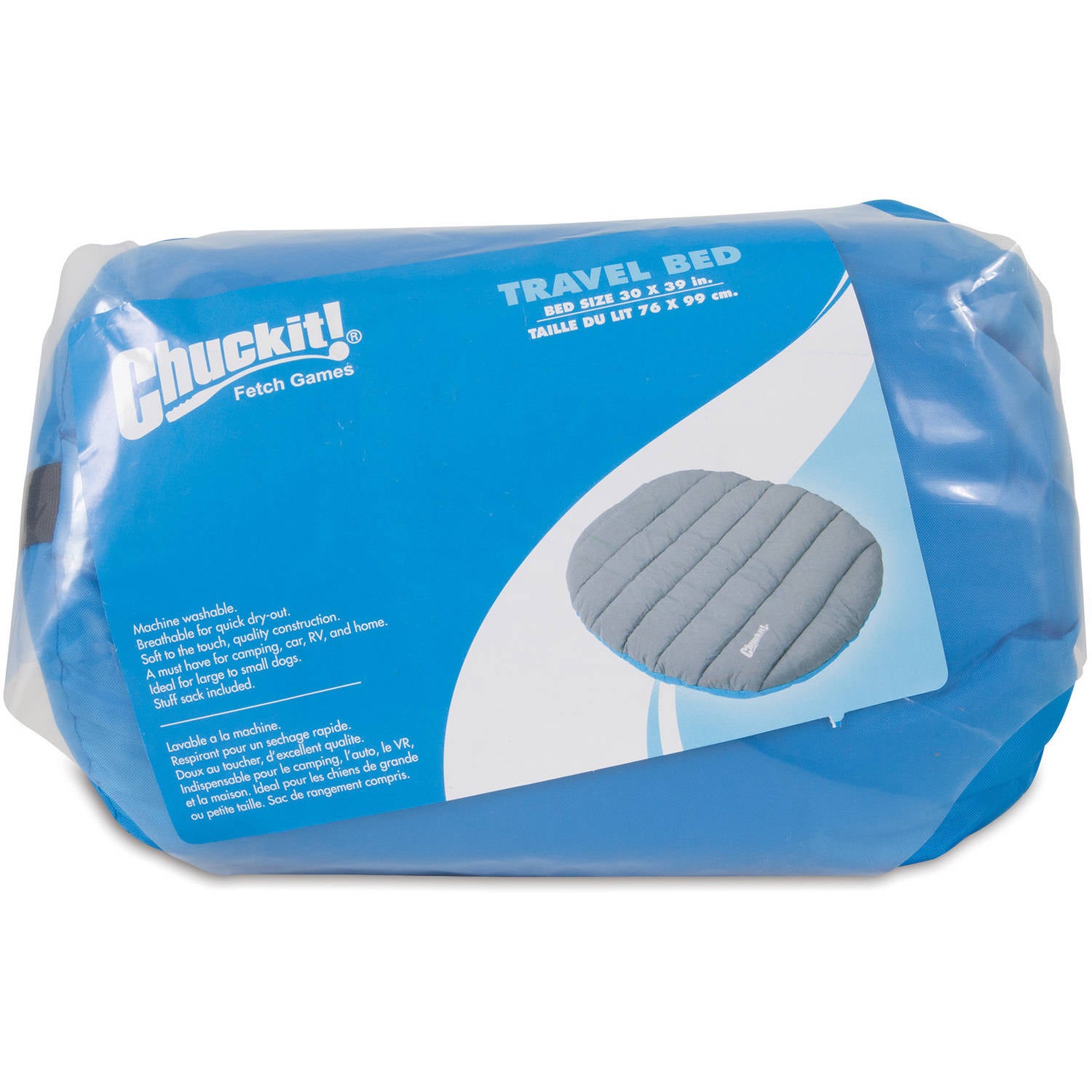 ChuckIt! Pet Travel Dog Bed， Large， Gray