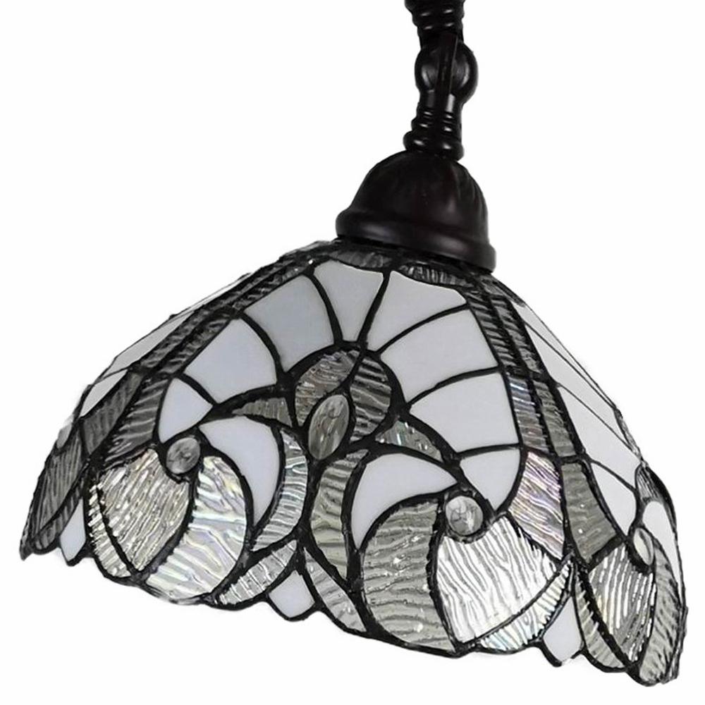 HomeRoots 478087 62 in. Traditional Shaped Floor Lamp with White Stained Glass Bowl Shade, Brown