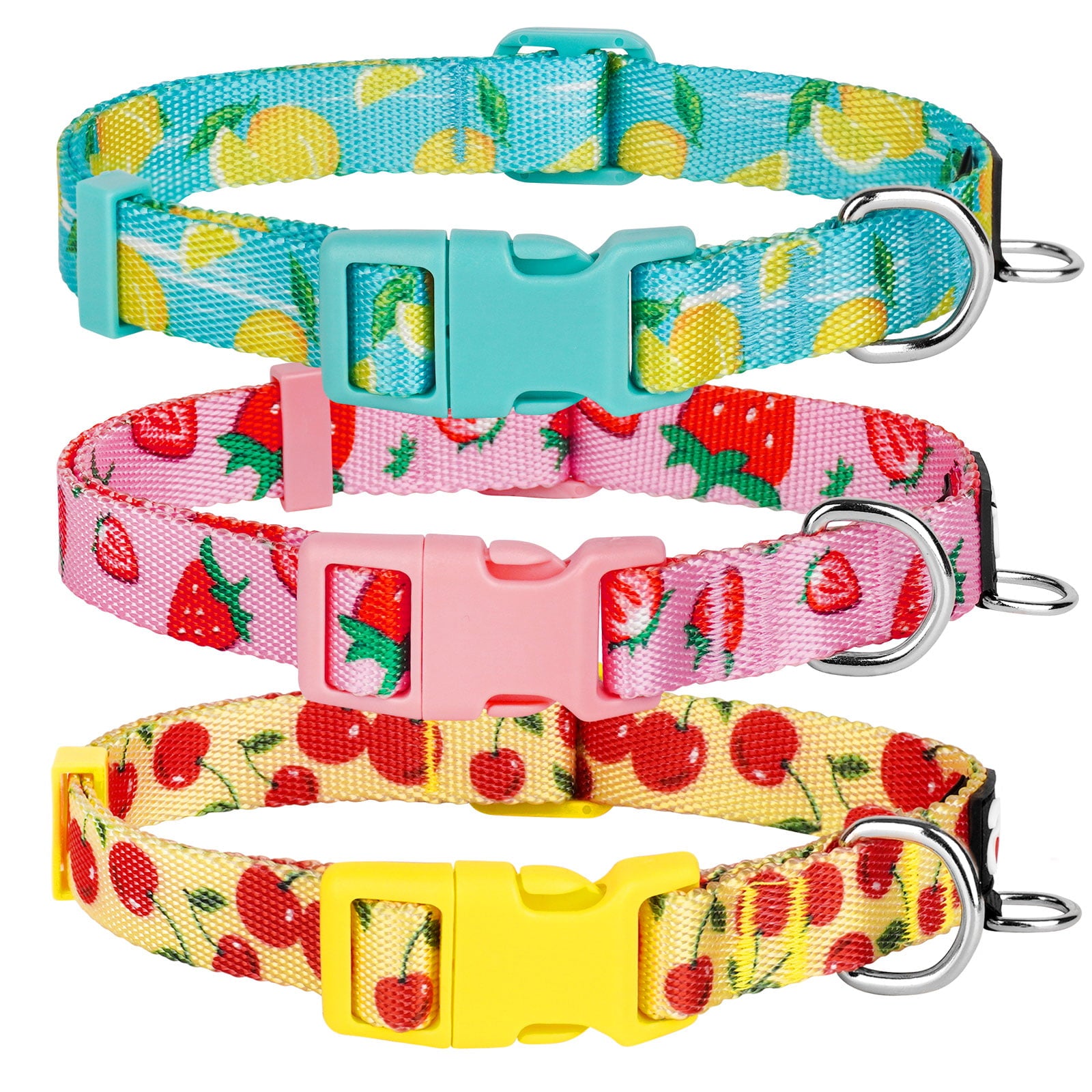 3 Pack Dog Collars Fruit Pattern Design Soft Comfortable Dog Collars for Small Medium and Large Dogs