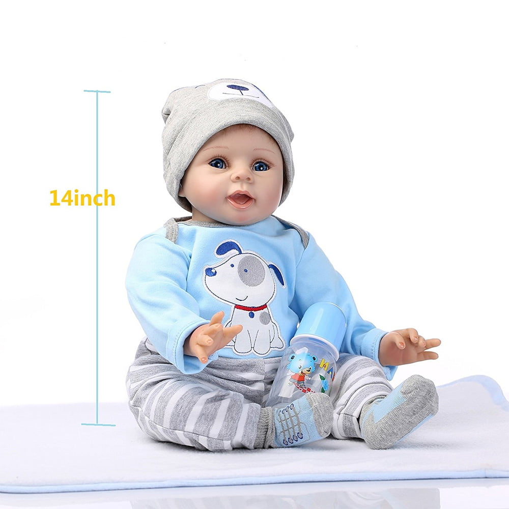 SalonMore 22" Reborn Baby Dolls,Cotton & Silicone Body,Baby Boy Doll for Kids, Blue