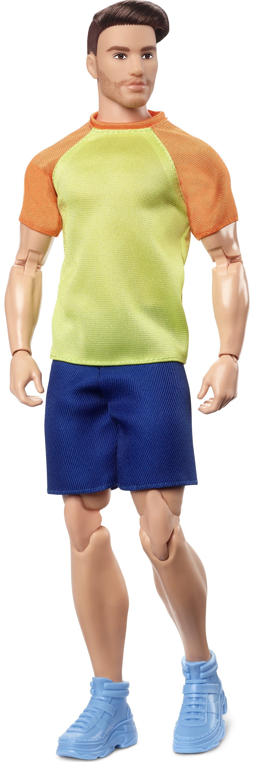 Ken Doll, Barbie Looks, Brown Hair, Color Block Tee & Blue Shorts