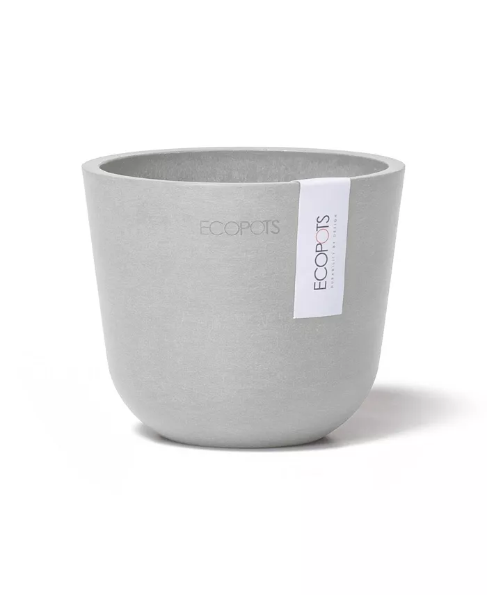 ECOPOTS Oslo Plastic Flower Pot， White Grey， 4.5