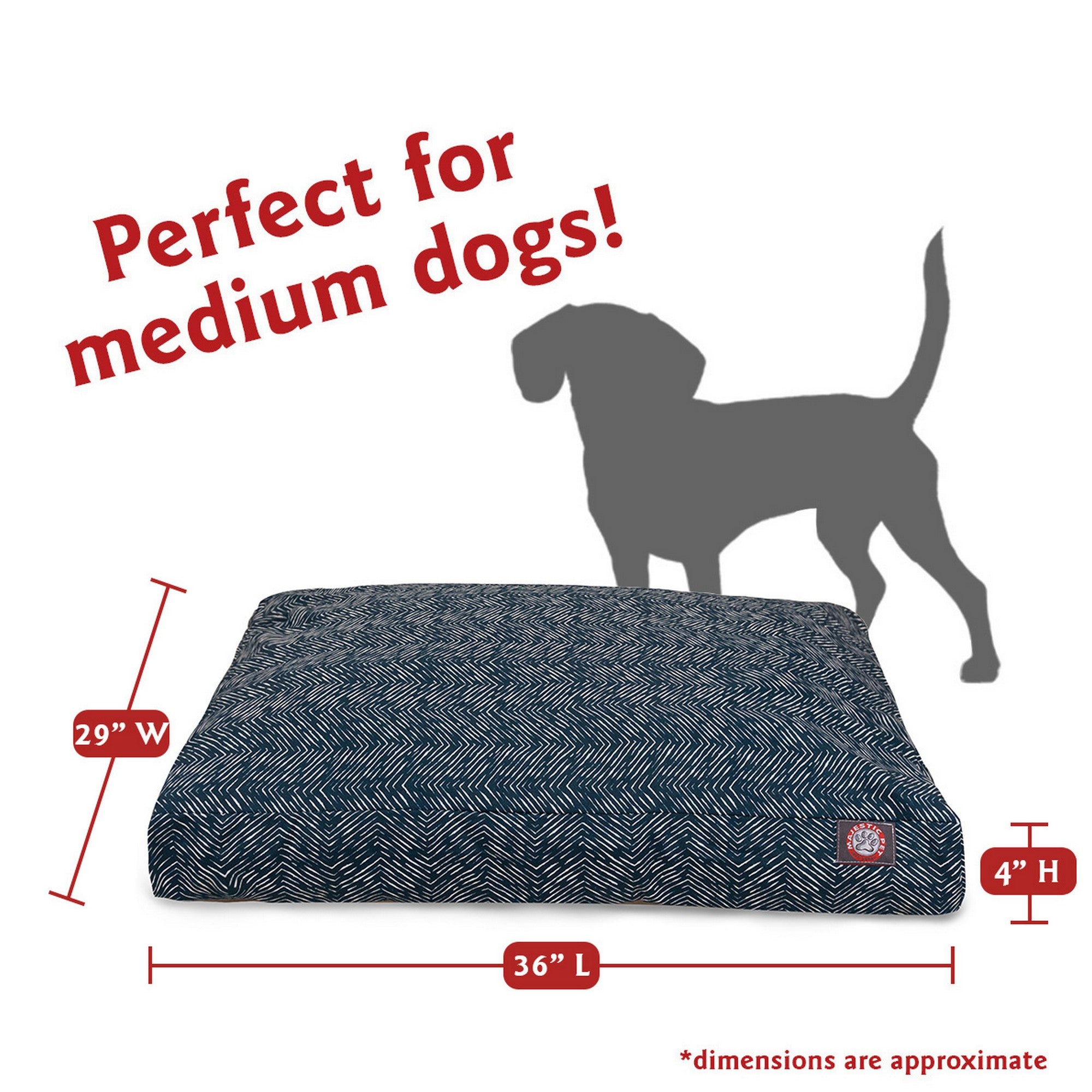 Majestic Pet | South West Shredded Memory Foam Rectangle Pet Bed for Dogs， Navy， Medium