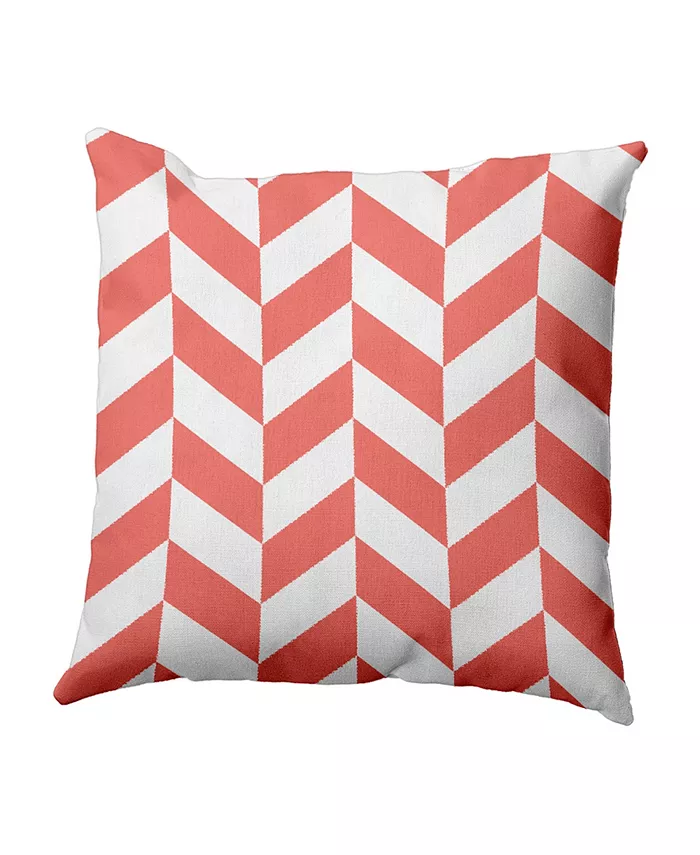 E by Design 16 Inch Coral Decorative Chevron Throw Pillow