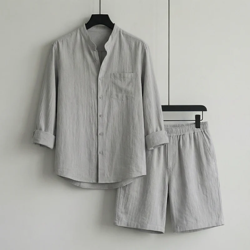 Conjunto Mediterrâneo Elite™ em Linho de Algodão e Visual Minimalista