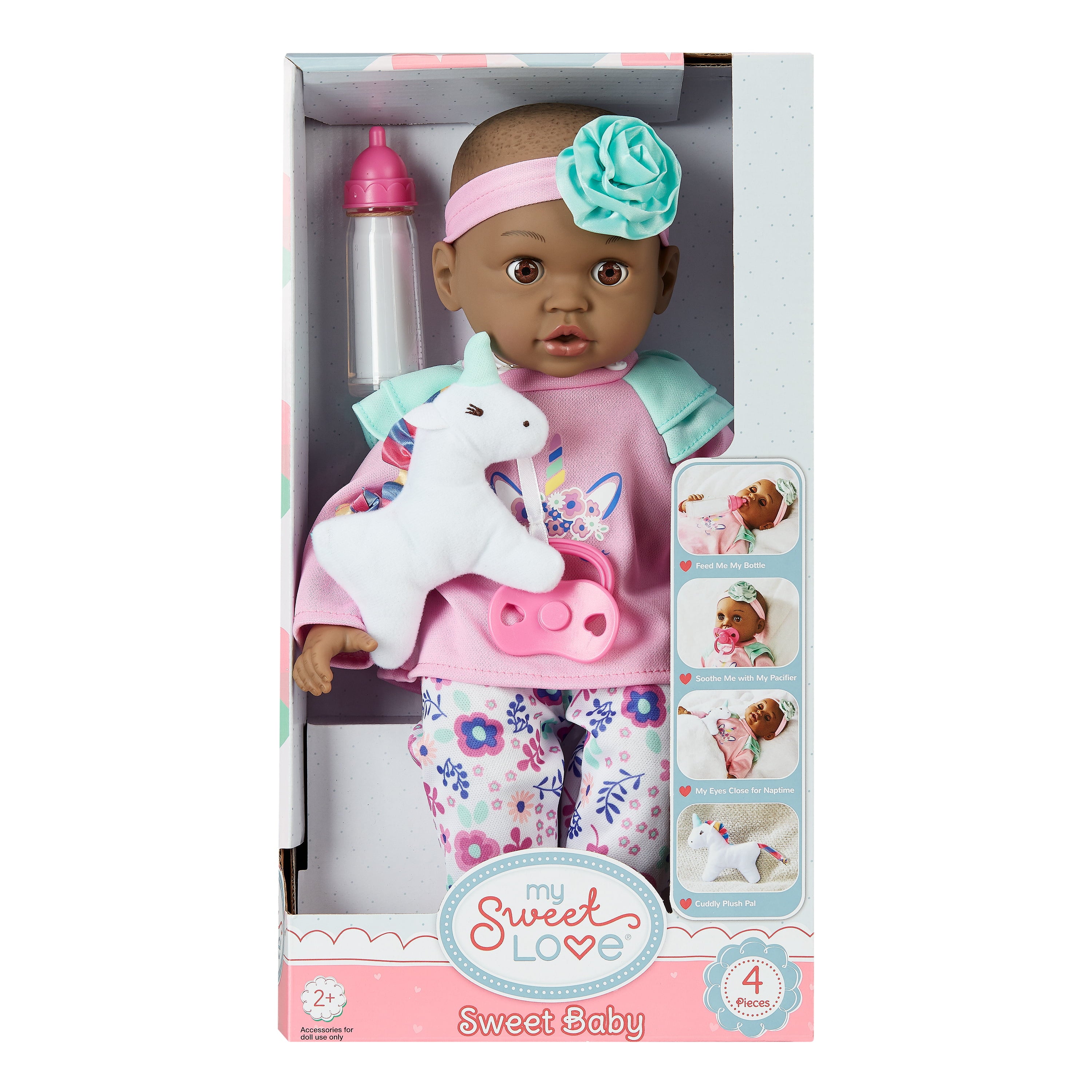My Sweet Love African American Baby Doll Playset, 4 Pieces Included