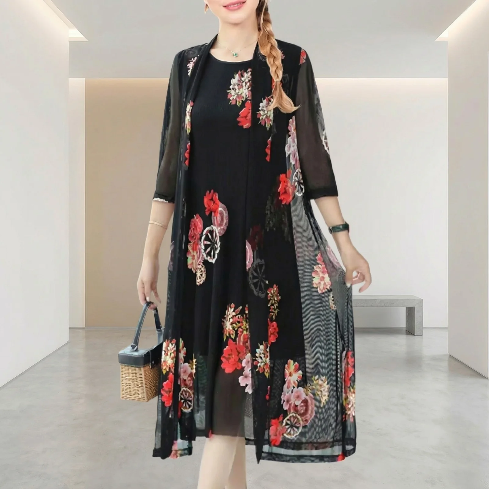 Conjunto Sunny Vestido + Cardigã / Conforto Atemporal com o Melhor do Design Floral!