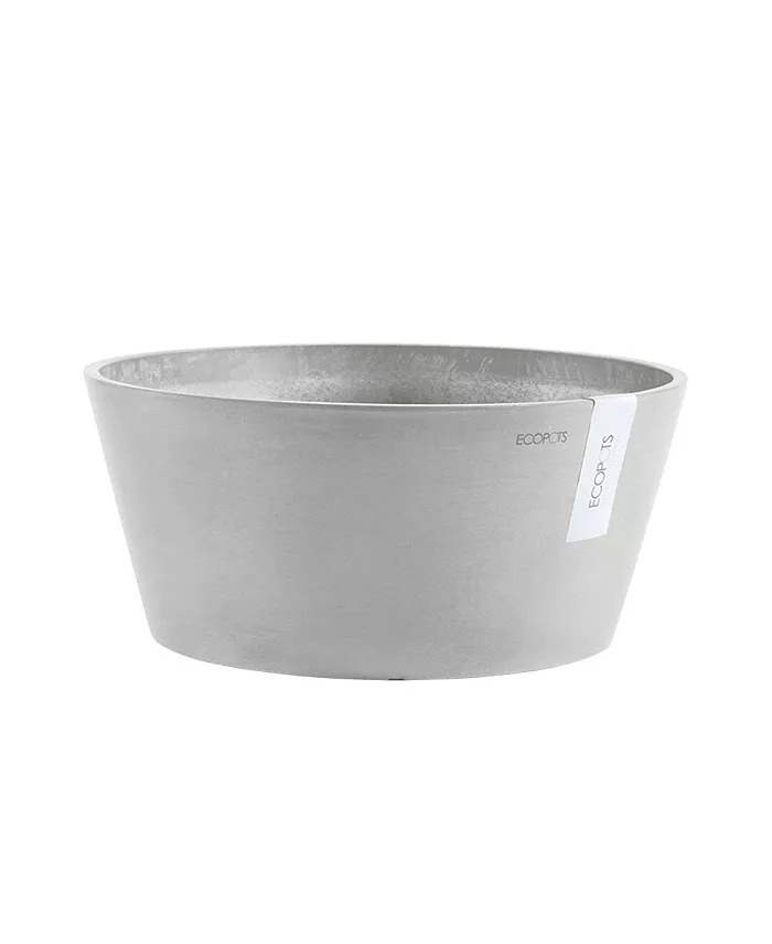 ECOPOTS  Plastic Frankfurt Flower Pot Planter， White Grey， 11.8