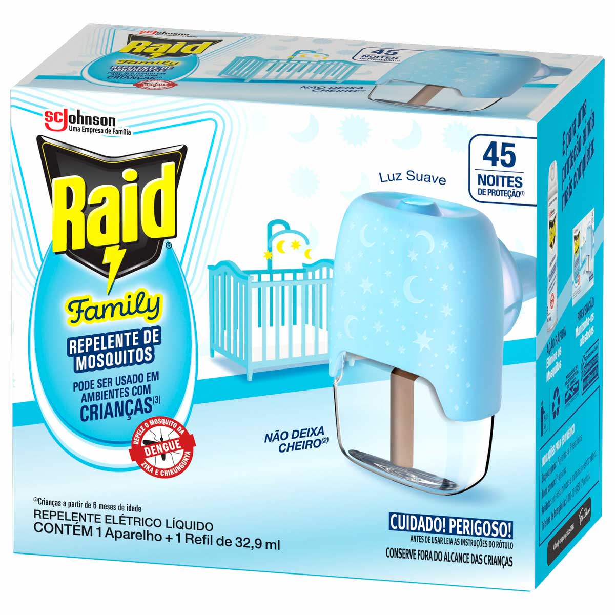 Repelente Eletrico Liquido Raid Family Aparelho e Refil de 32,9ml
