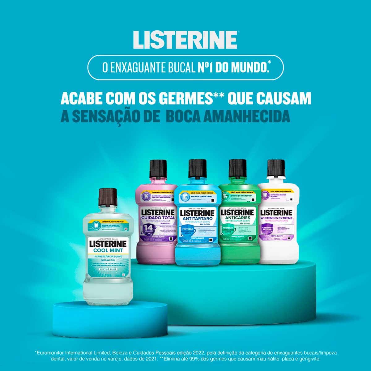 Enxaguante Bucal sem Alcool Listerine Cool Mint Refrescancia Suave 1L
