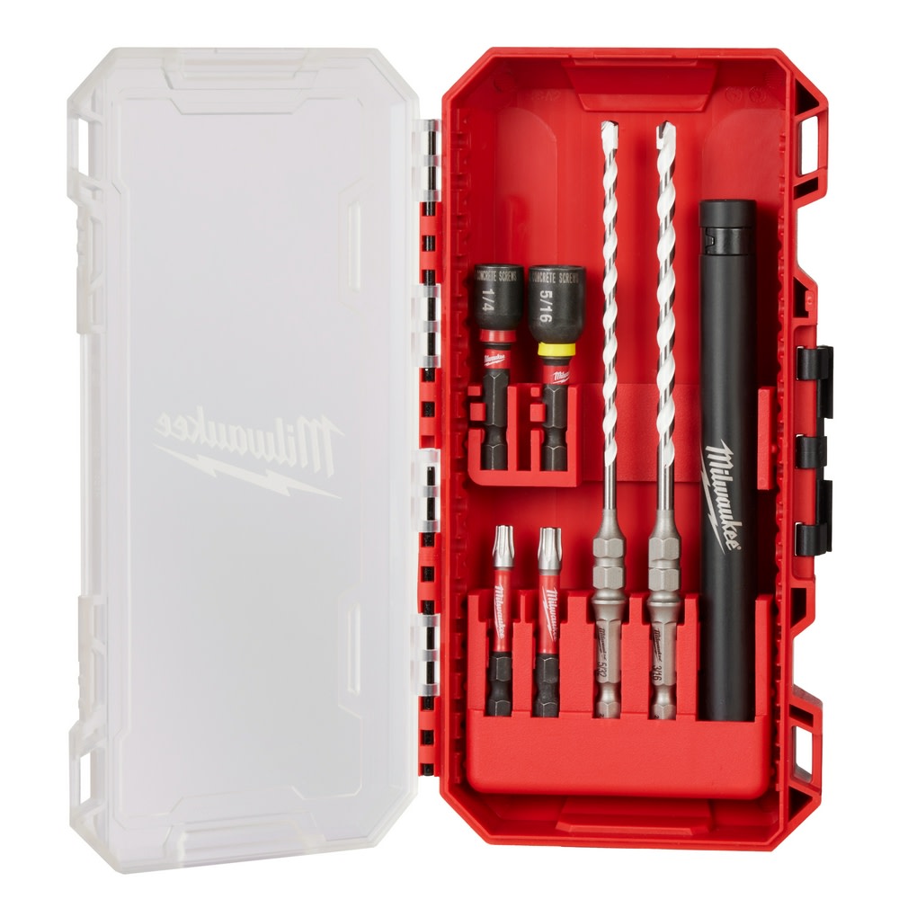 Milwaukee SHOCKWAVE Impact Duty Carbide Multi Material Drill Bit Concrete Screw Install Kit 7pc
