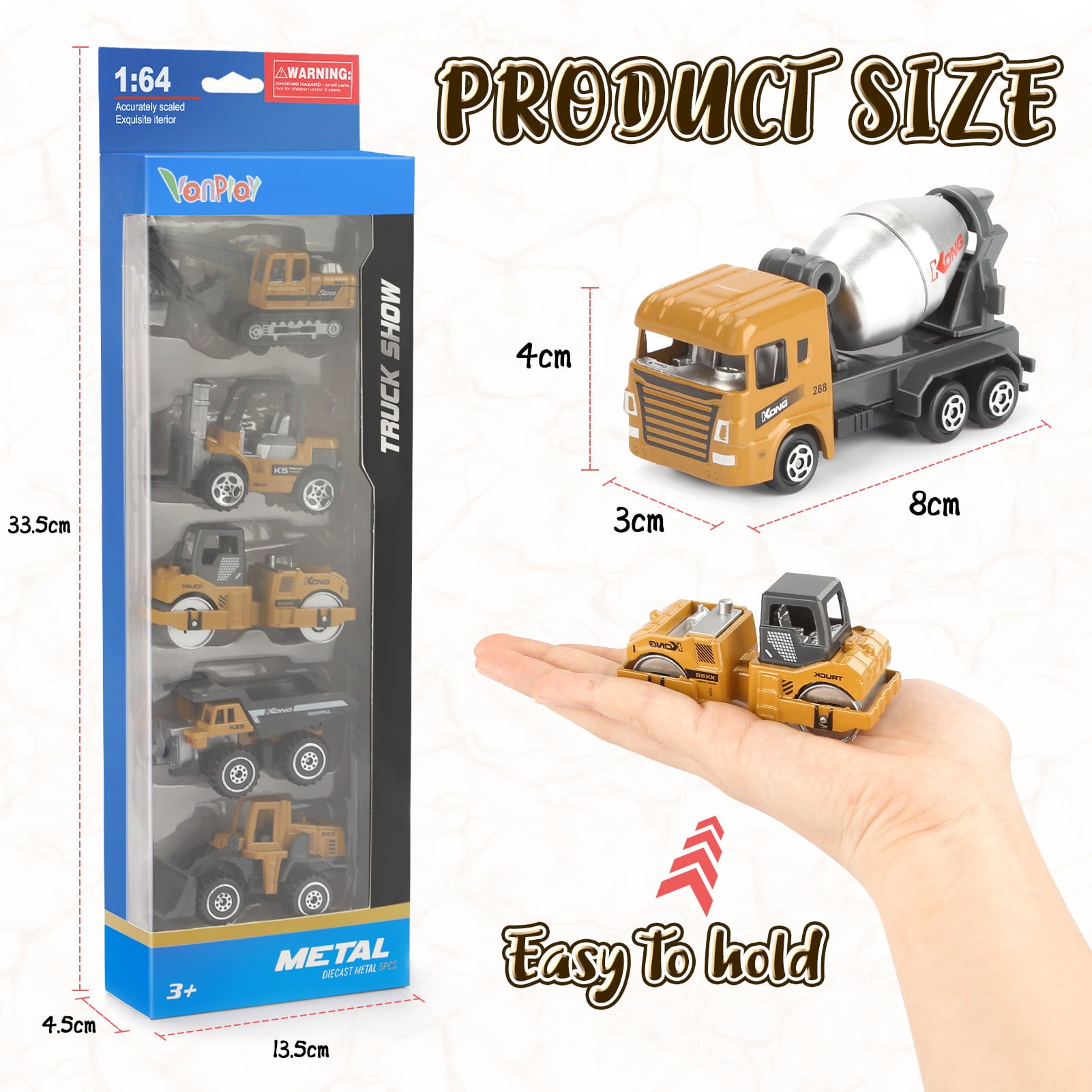Mini Toy Truck Construction Vehicle Excavator Toy Car Play Vehicles Set for Kids 3-5 Random delivery (5Pcs)