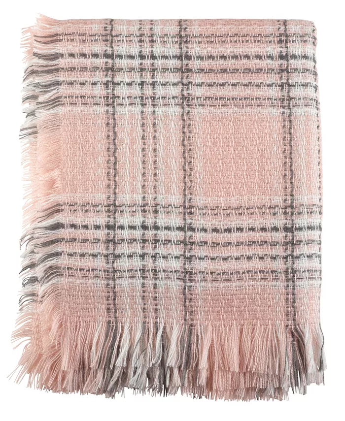 Saro Lifestyle Fringe Hem Plaid Throw