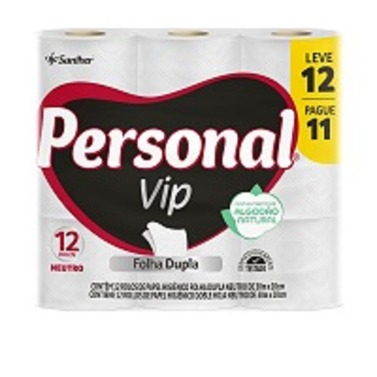 Papel Higienico Folha Dupla 30 Metros Personal Vip Leve 12 Pague 11
