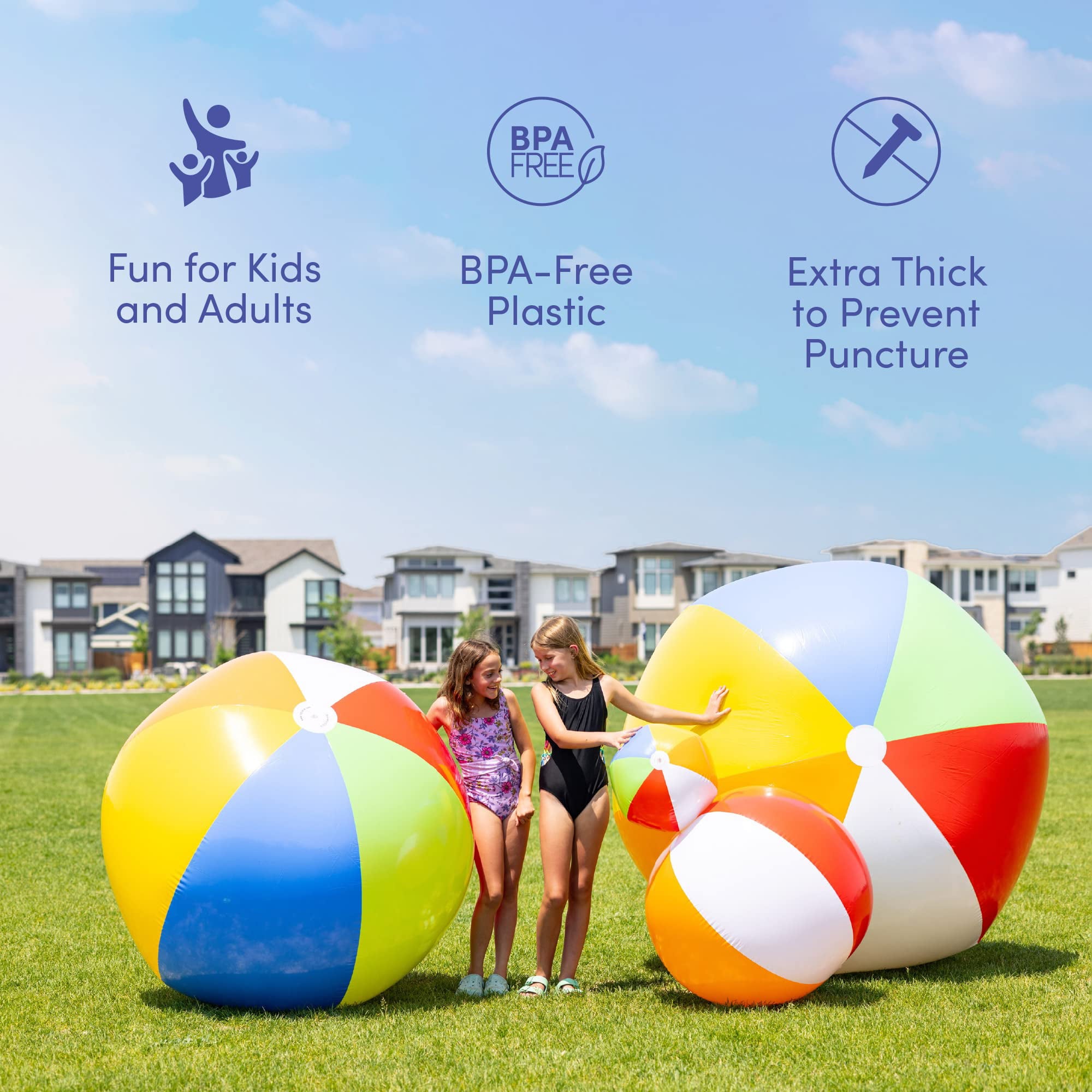 Dollar Deal | Top Race 72 Inch Giant Inflatable Beach Ball 6 Foot Large Pool | 1