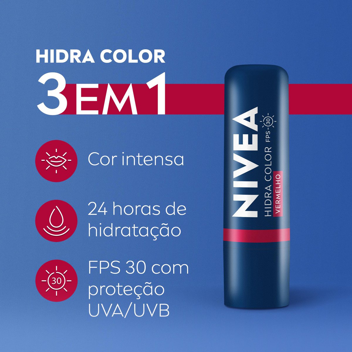 Hidratante Labial NIVEA Hidra Color Vermelho 4,8g
