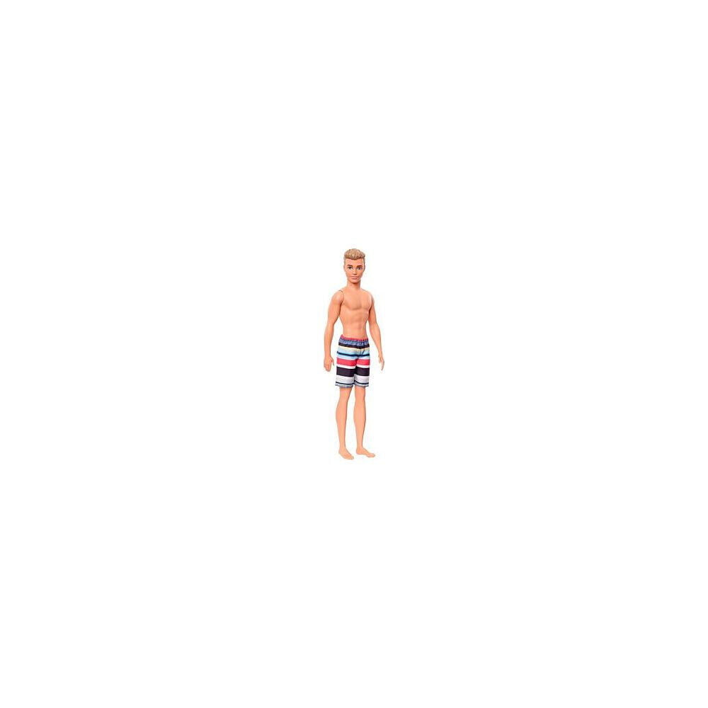 Barbie Ken Beach Doll with Blonde Hair & Striped Swimsuit