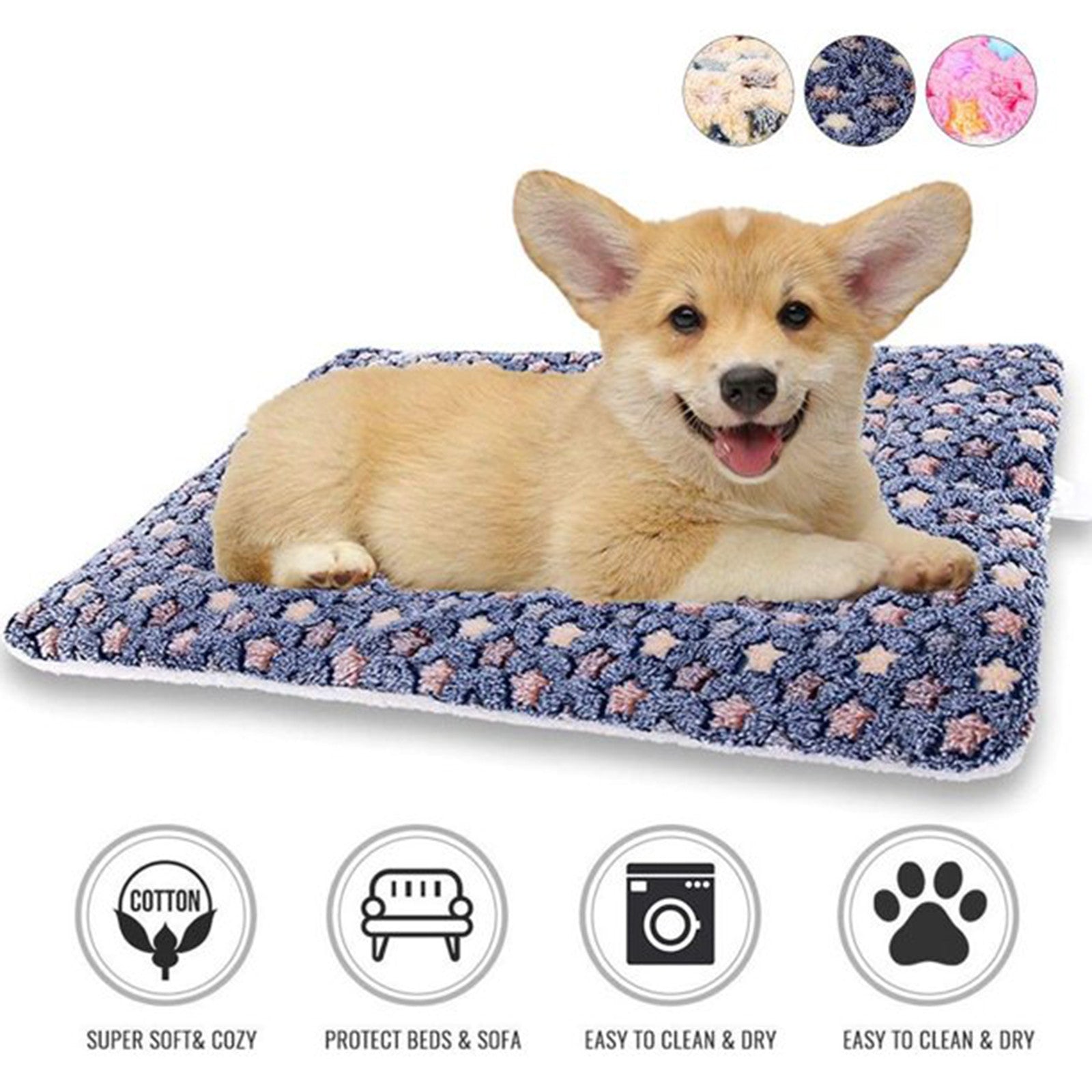 Large Dog Pet Sleep Mat Soft Warm Reversible Fleece Crate Bed Mat Kennel Pad Cage Cushion For Large Small Medium Dog Ca