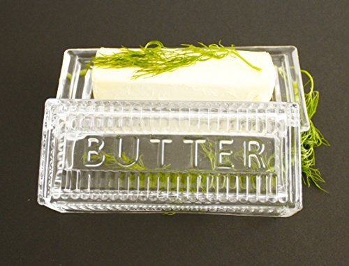 Lead-Free Crystal Covered Modern French Butter Dish with Lid