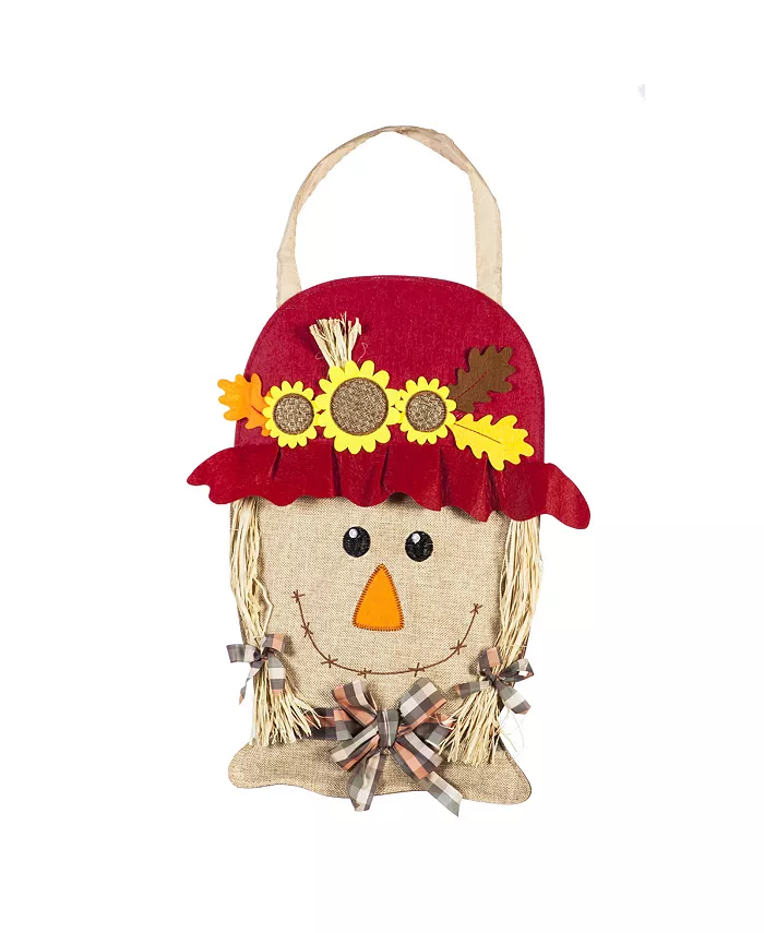 Evergreen Mrs. Scarecrow Door Decor， 13.50x17.50