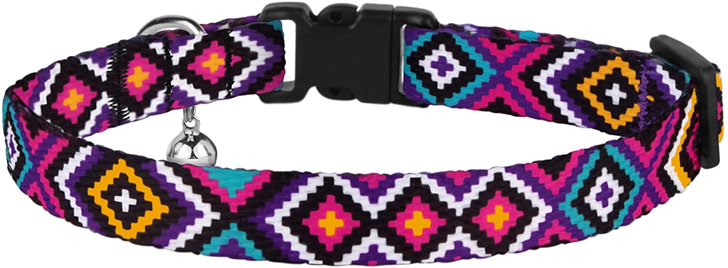 Aztec Cat Collar Breakaway Pack of 2 PCS Nylon Tribal Pattern Geometric Pet Kitten Collars for Cats
