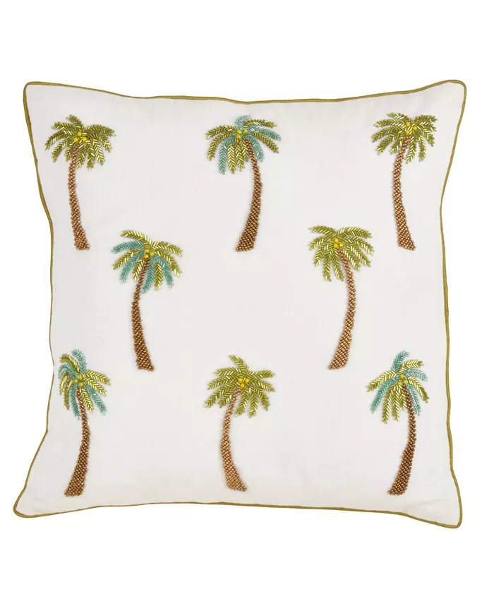 Saro Lifestyle Beaded Palm Trees Decorative Pillow， 18
