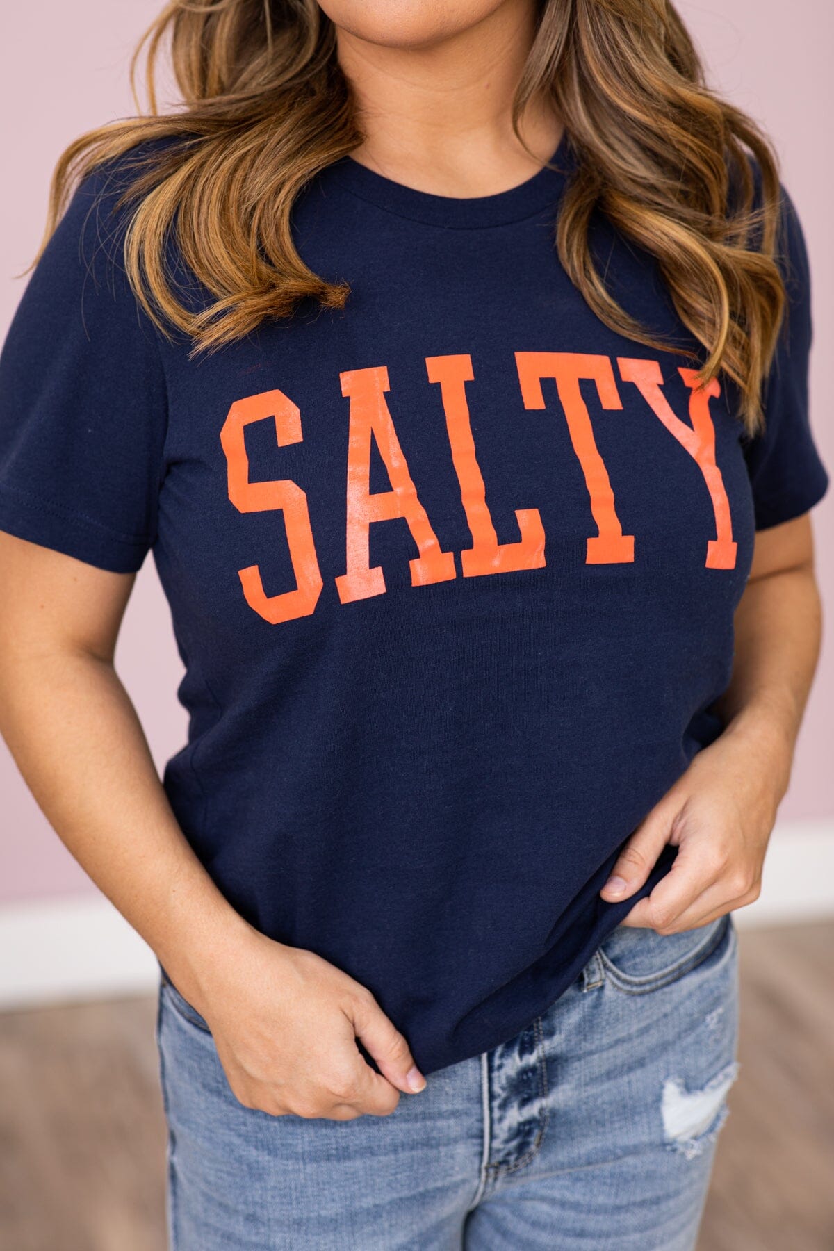 Navy and Orange Salty Graphic Tee