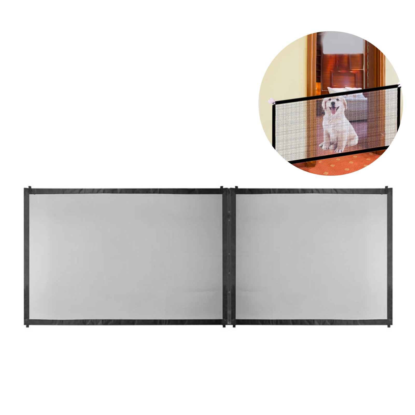 Zipper Mesh Dog Gate Safety Baby Fence Adjustable 3 Sizes Portable Folding Pet Gate for Stairs and Doors