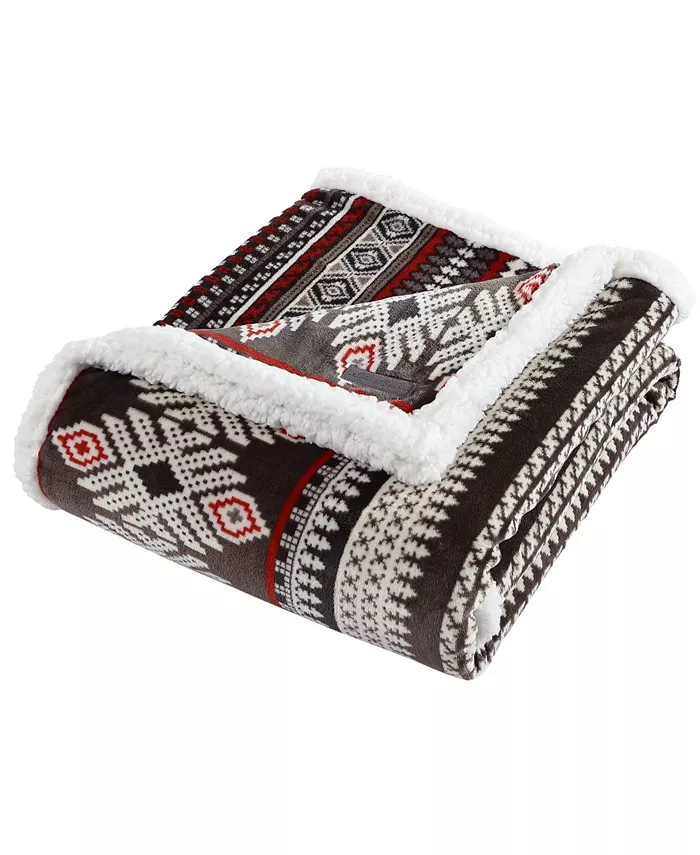 Eddie Bauer Sycamore Ultra Soft Plush Fleece Reversible Throw Blanket， 60