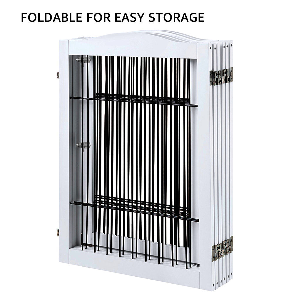 Unipaws Pet Gate Extra Wide， Freestanding Pet Playpen 6 Panels， Dog Gate with Wire， White