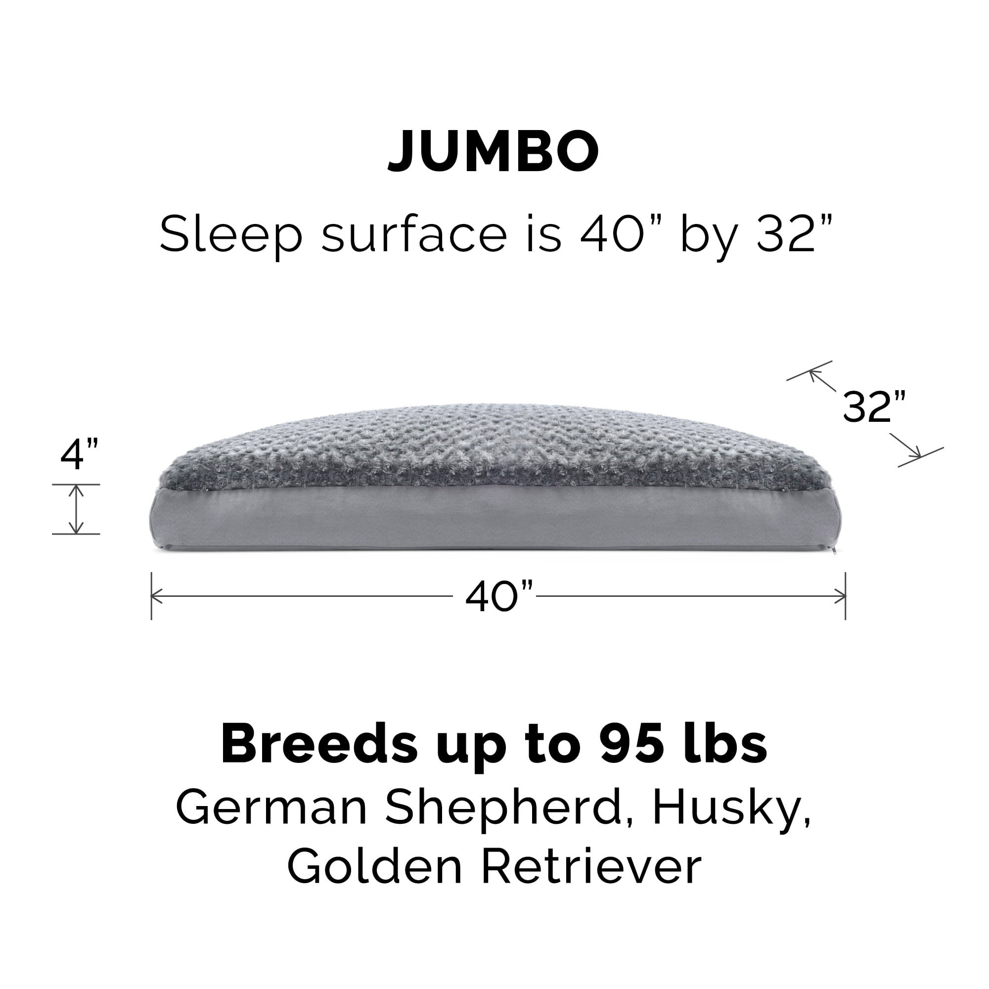 FurHaven Pet Products | Deluxe Plush Pillow Pet Bed for Dogs and Cats， Gray， Extra Large